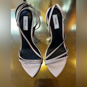 Reiss Adela Leather Strappy Sandal Heels Blush